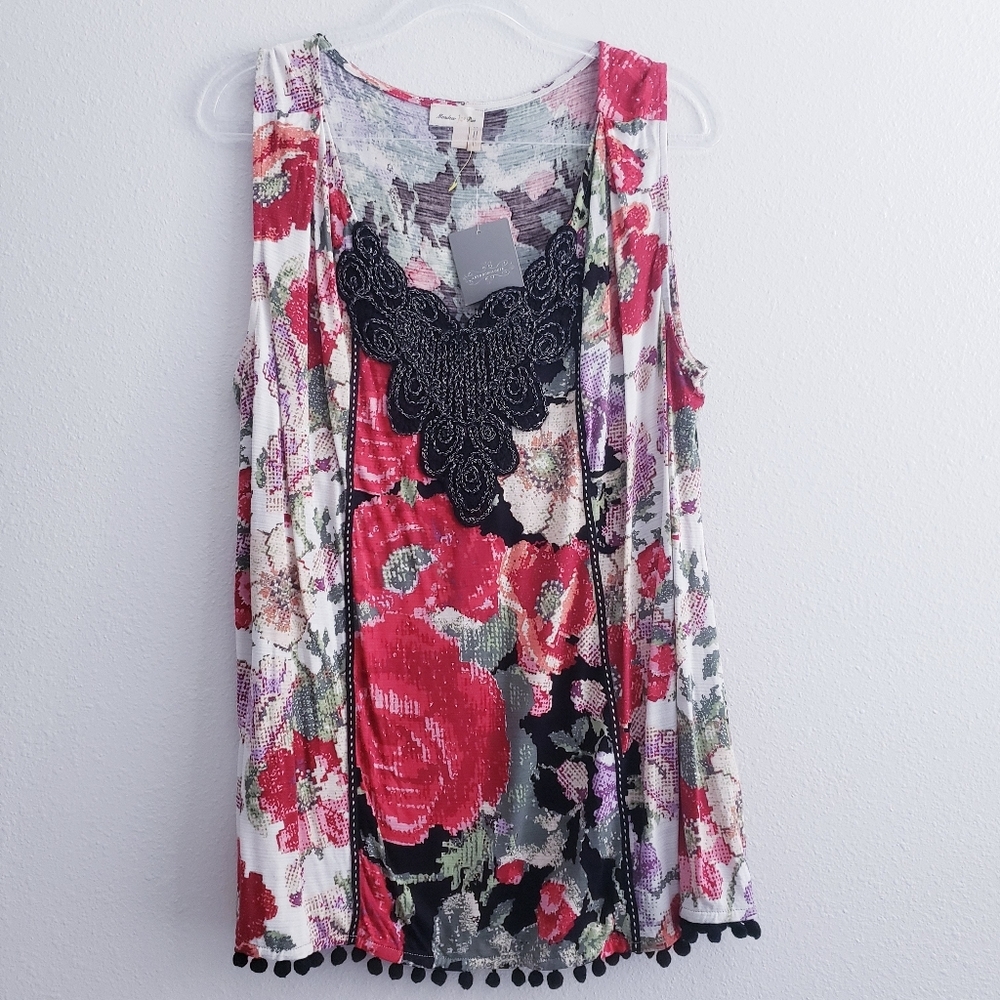 Anthropologie PomPom Sleeveless Floral Blouse New With Tags - Picture 2 of 9